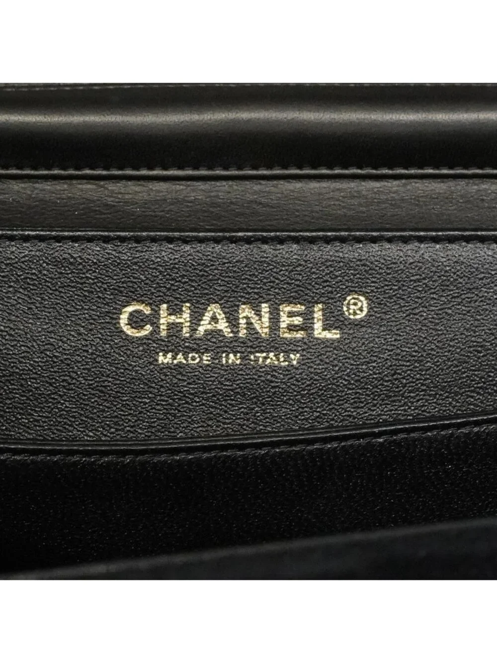 Chanel Shoulder Bag Quilted Suede Black Champagne Gold
